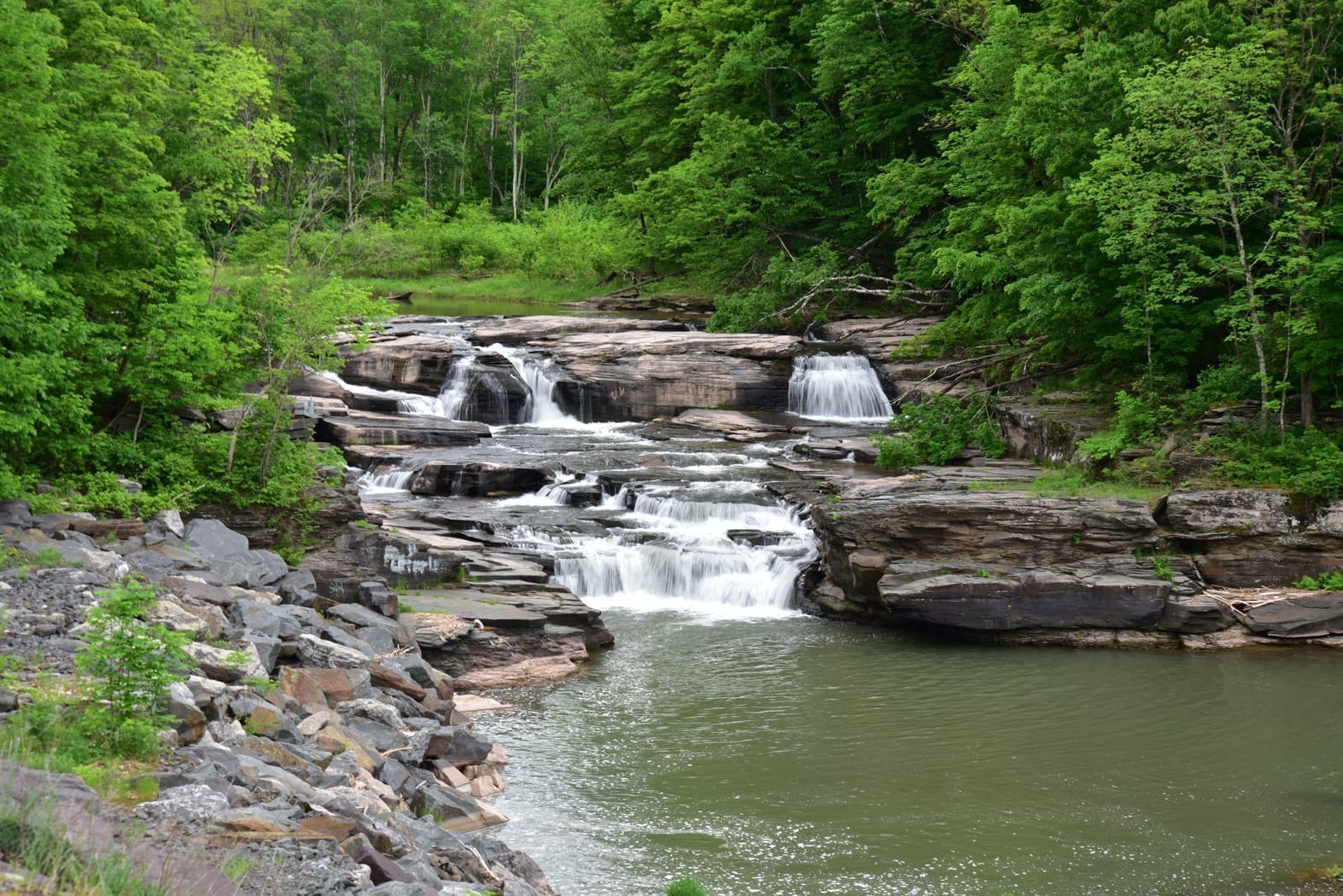 Ravine Trail Falls, #03 waterfalls both sides – Burdett, Schuyler